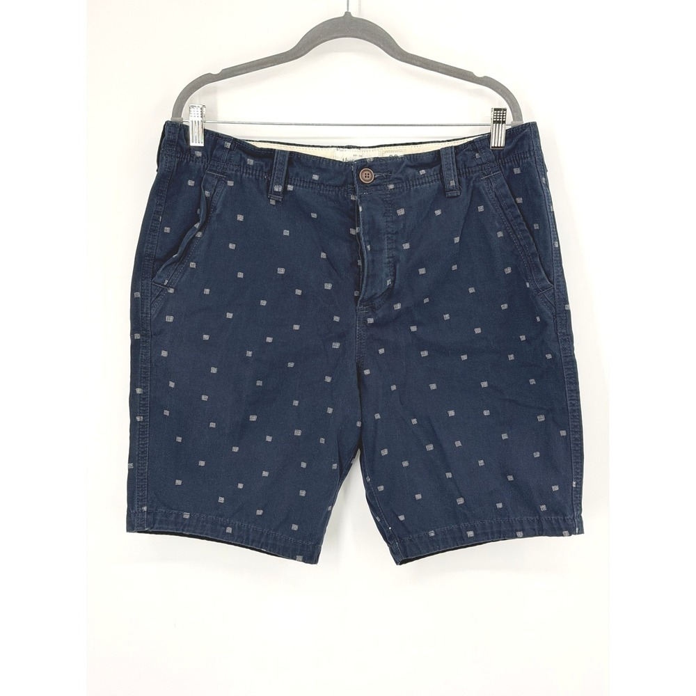 Abercrombie & Fitch Mens Navy Blue Geometric Square Print Chino Shorts Size 36